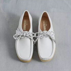 Wallabee pour femme en cuir grainé blanc