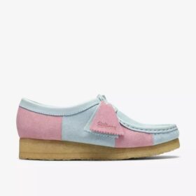 Wallabee pour femme, rayures bleu pâle et rose