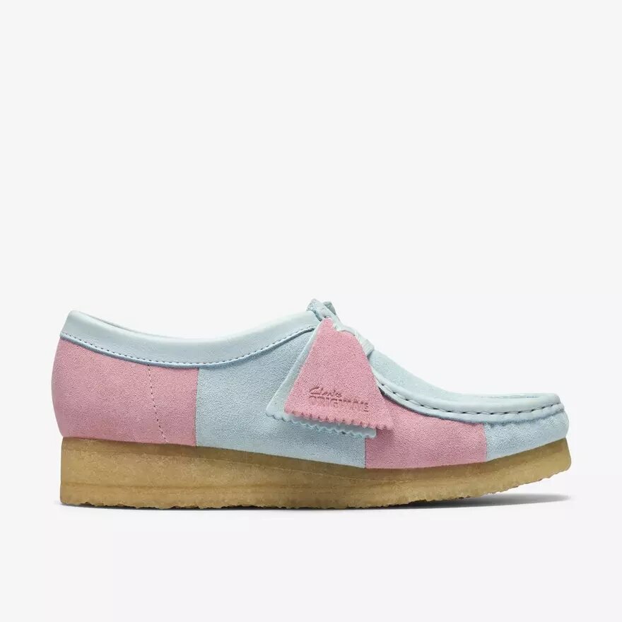Wallabee pour femme, rayures bleu pâle et rose Wallabee pour femme, rayures bleu pâle et rose