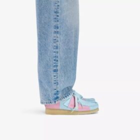 Wallabee pour femme, rayures bleu pâle et rose
