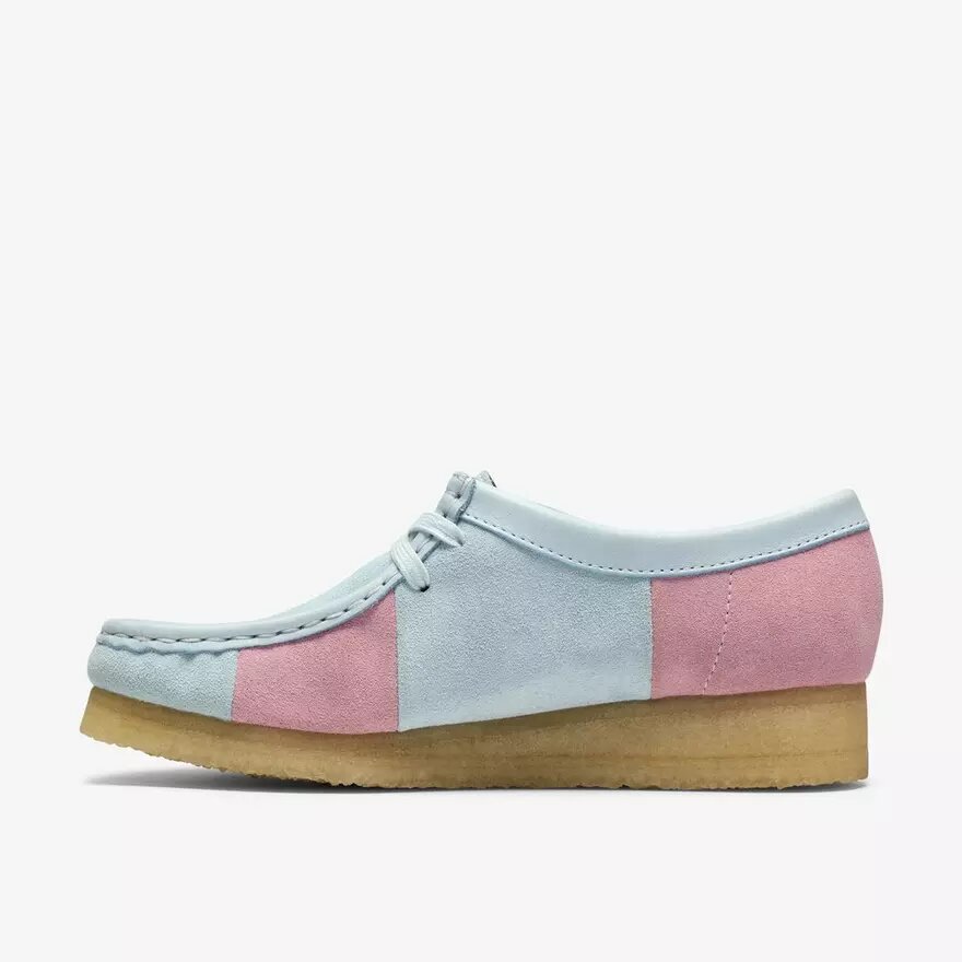 Wallabee pour femme, rayures bleu pâle et rose Wallabee pour femme, rayures bleu pâle et rose