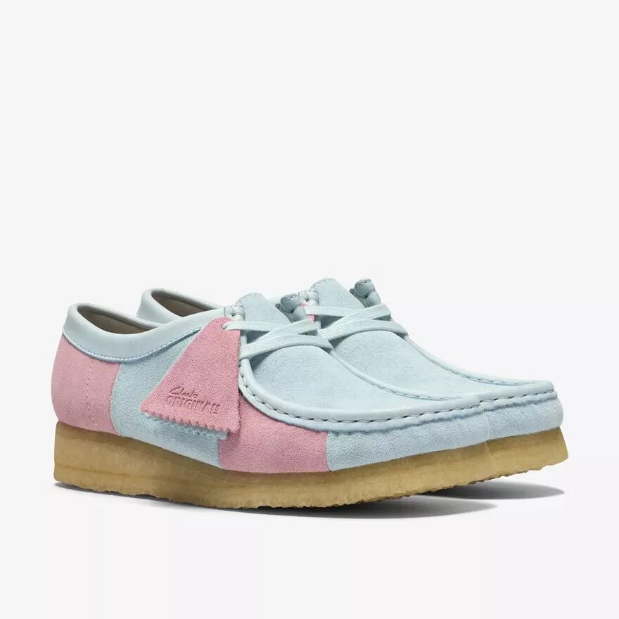 Wallabee pour femme, rayures bleu pâle et rose Wallabee pour femme, rayures bleu pâle et rose
