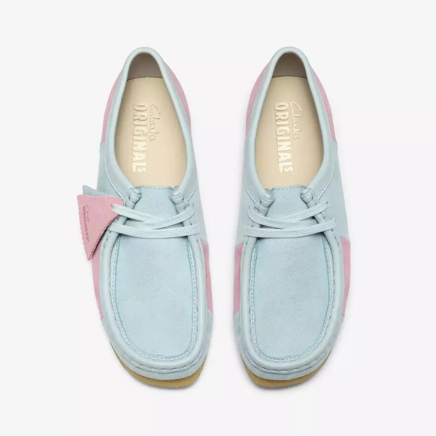 Wallabee pour femme, rayures bleu pâle et rose Wallabee pour femme, rayures bleu pâle et rose