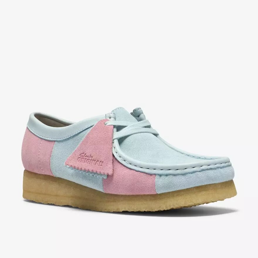 Wallabee pour femme, rayures bleu pâle et rose Wallabee pour femme, rayures bleu pâle et rose